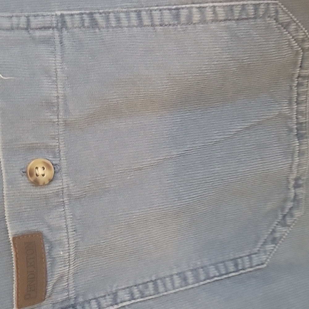 Pendleton Ribbed Blue Casual Button Down Shirt 10… - image 3